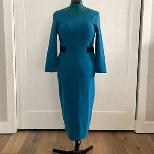 Boden Laura Ottoman Sheath Dress Size 10l Midi 3/4 Sleeves Work Career Office